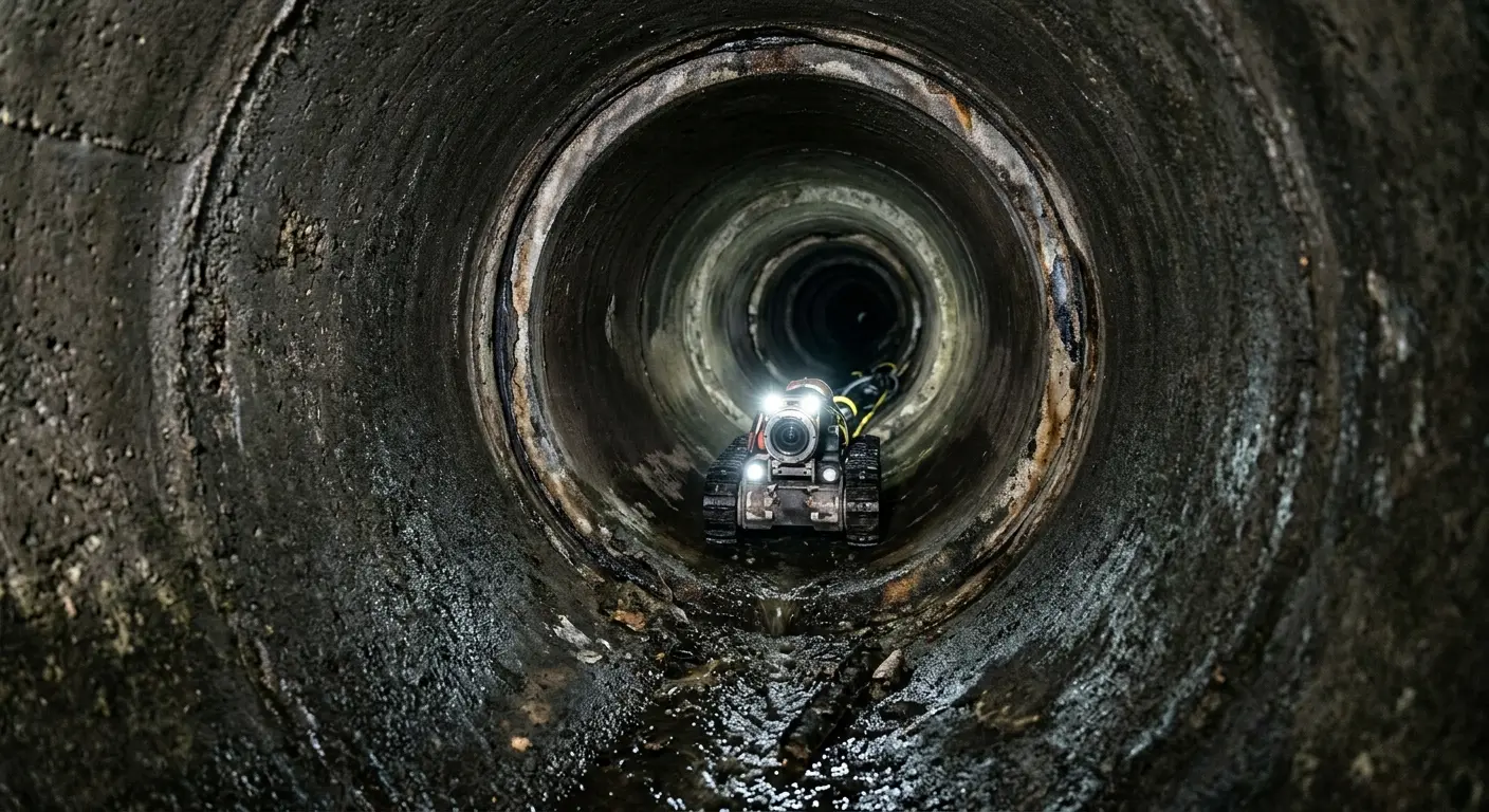 Robotic sewer camera inspecting pipe interior for Drain Snake Service in Milwaukee